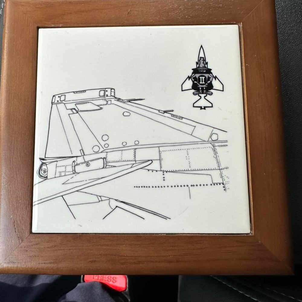 Air Force ceramic tile‎ art featuring a fighter jet #militaryinspired